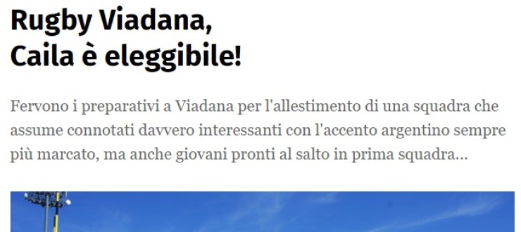 Rugby Viadana, Caila è eleggibile!