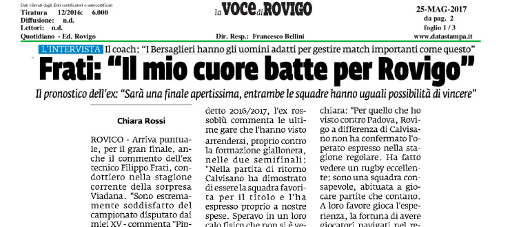 Frati: "Il mio cuore batte per Rovigo"