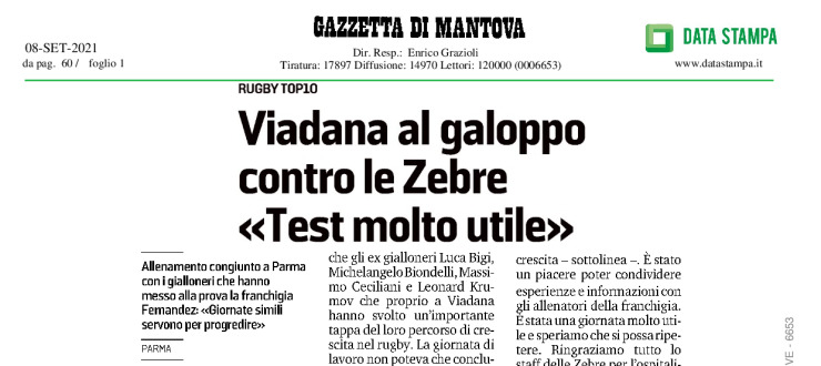 Viadana al galoppo contro le Zebre "Test molto utile"
