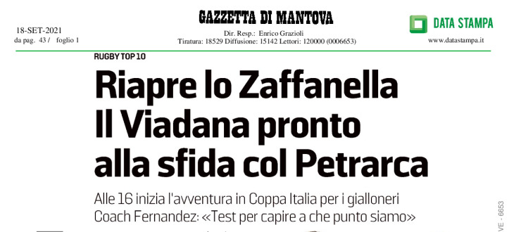 Riapre lo Zaffanella. Il Viadana pronto alla sfida col Petrarca 