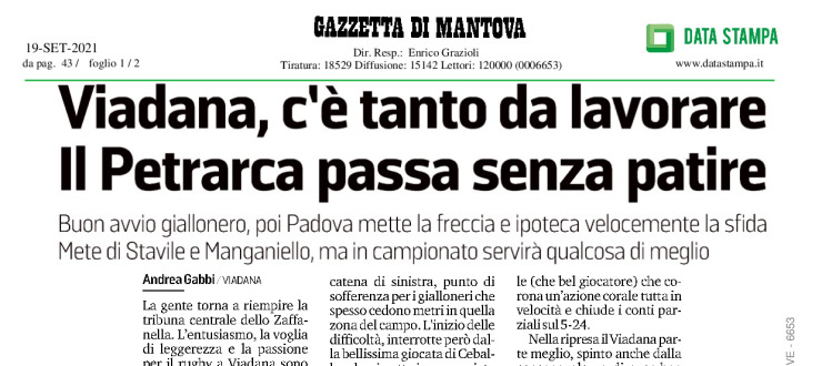Viadana, c'è tanto da lavorare. Il Petrara passa senza patire