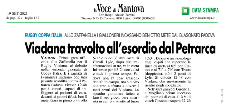 Viadana travolto all'esordio dal Petrarca