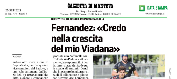 Fernandez "Credo nella crescita del mio Viadana"
