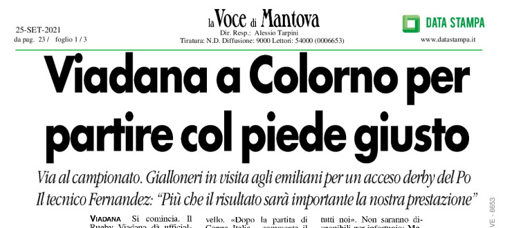 Viadana a Colorno per partire col piede giusto
