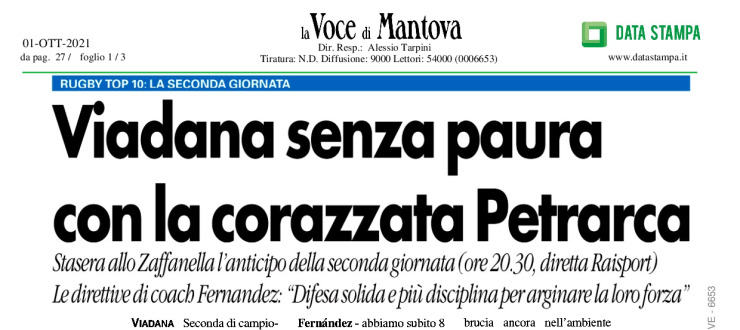 Viadana senza paura con la corazzata Petrarca