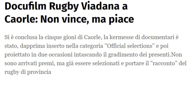 Docufilm Rugby Viadana a Caorle: Non vince, ma piace