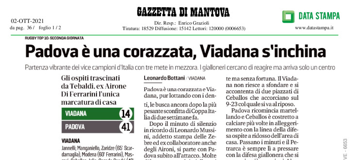 Padova è una corazzata, Viadana s'inchina