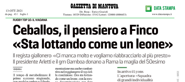 Ceballos, il pensiero a Finco: "Sta lottando come un leone"