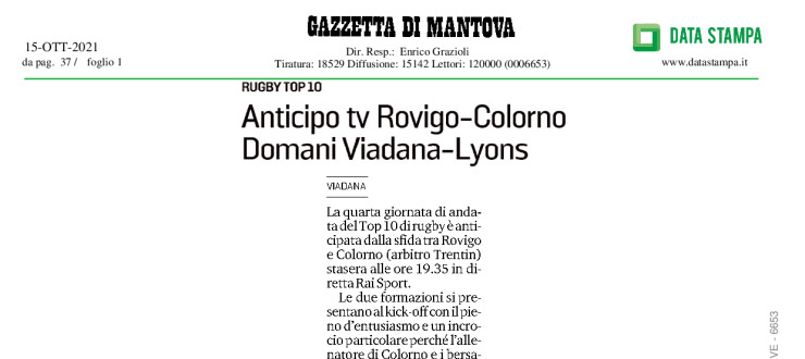 Anticipo tv Rovigo-Colorno. Domani Viadana-Lyons