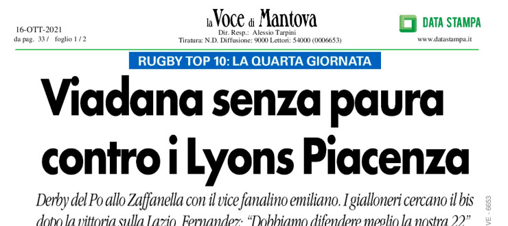 Viadana senza paura contro i Lyons Piacenza