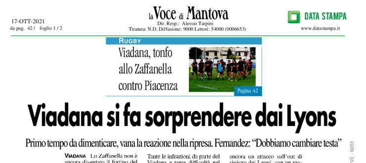 Viadana si fa sorprendere dai Lyons
