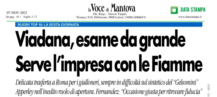 Viadana, esame da grande. Serve l'impresa con le Fiamme 