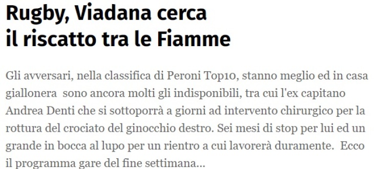 Rugby, Viadana cerca il riscatto tra le Fiamme