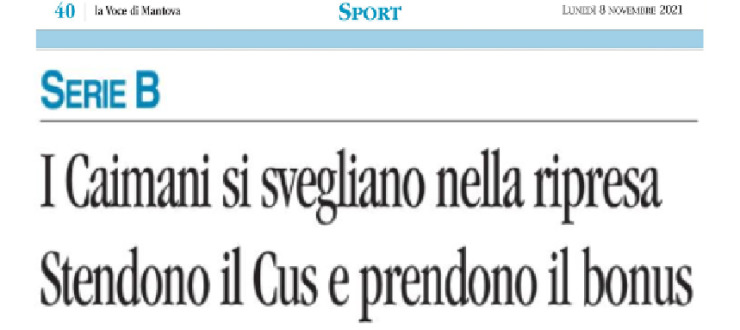 I Caimani si svegliano nella ripresa. Stendono il Cus e prendono il bonus