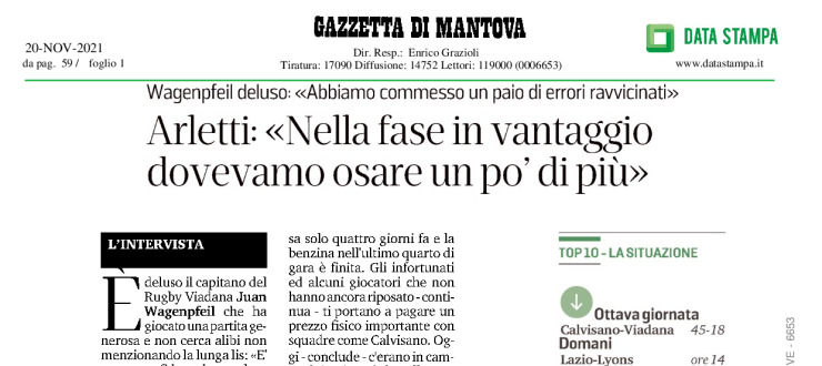 Arletti:<<Nella fase in vantaggio dovevamo osare di più>>