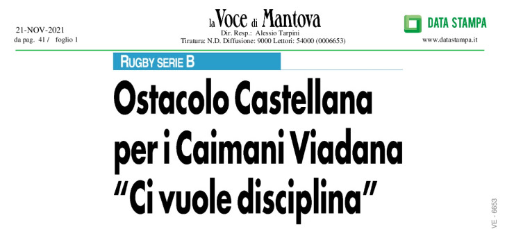Ostacolo Castellana per i Caimani Viadana "Ci vuole disciplina"