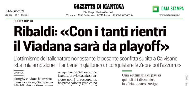 Ribaldi:<<Con i tanti rientri il Viadana sarà da playoff>>
