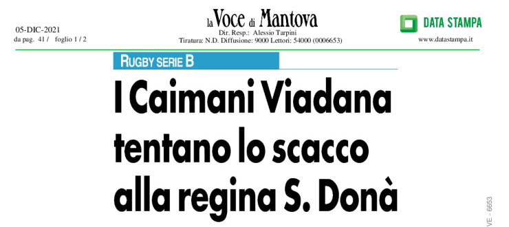 I Caimani Viadana tentano lo scacco alla regina S. Donà