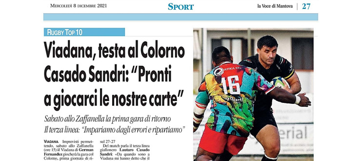 Viadana, testa al Colorno. Casado Sandri: "pronti a giocarci le nostre carte"