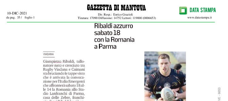 Ribaldi azzurro sabato 18 con la Romania a Parma