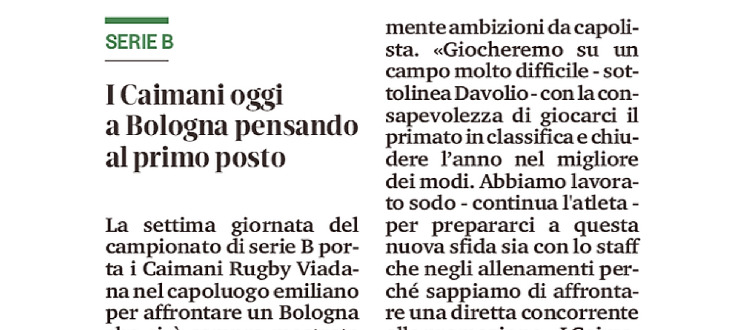I Caimani oggi a Bologna pensando al primo posto
