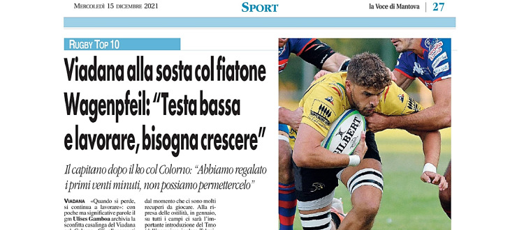 Viadana alla sosta col fiatone. Wagenpfeil: "Testa bassa e lavorare, bisogna crescere."