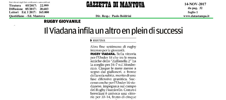 Il Viadana infila un altro en plein di successi