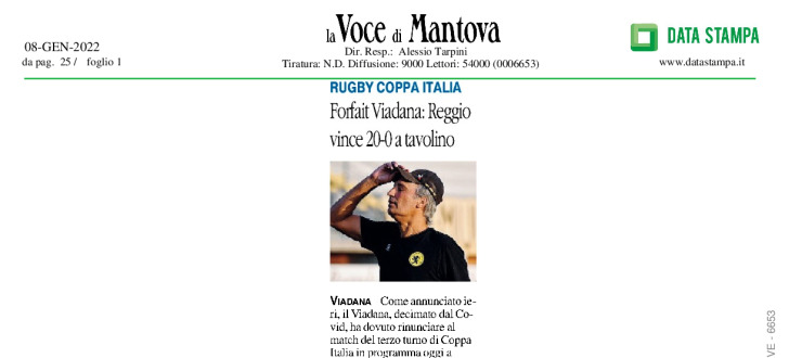 Forfait Viadana: Reggio vince 20-0 a tavolino