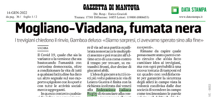 Mogliano-Viadana, fumata nera