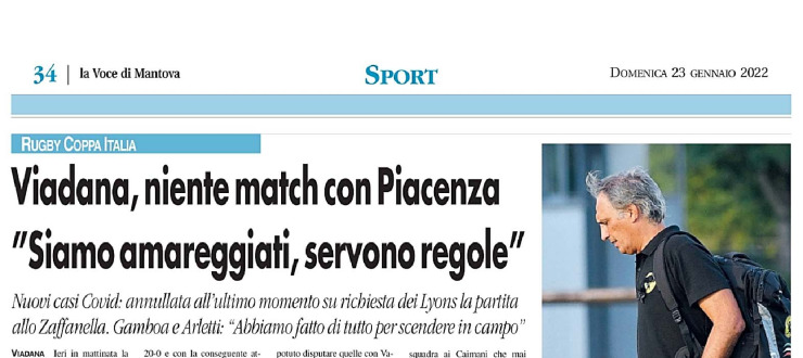 Viadana, niente match con Piacenza. "Siamo amareggiati, servono regole"