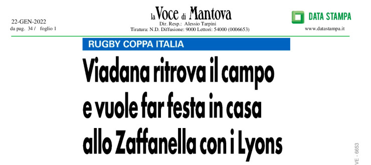 Viadana ritrova il campo e vuole far festa in casa allo Zaffanella con i Lyons