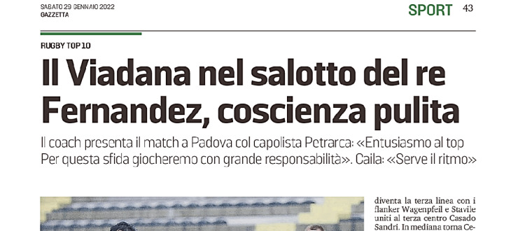 Il Viadana nel salotto del re. Fernandez, coscienza pulita
