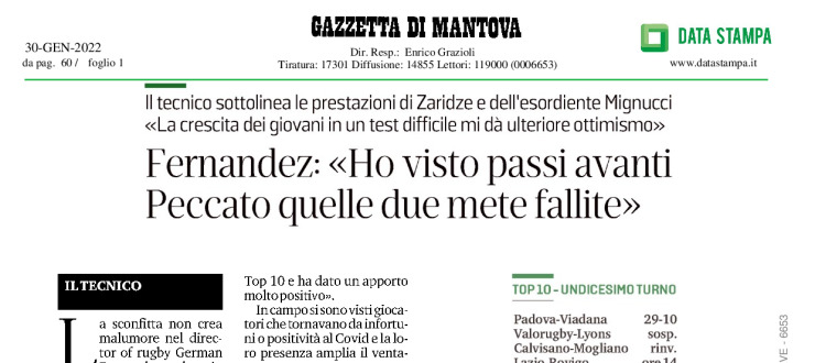 Fernandez: <<Ho visto passi avanti. Peccato quelle due mete fallite>>