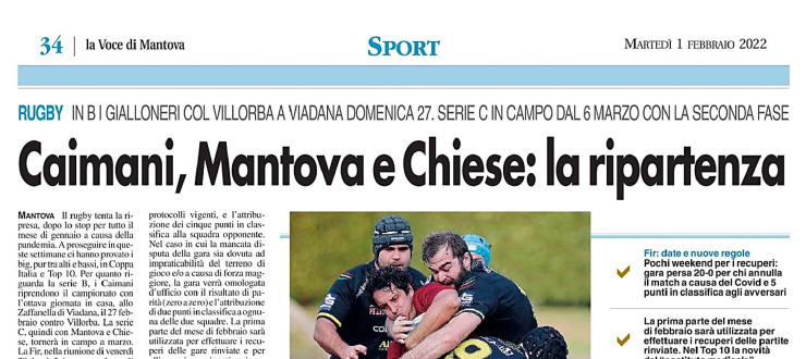 Caimani, Mantova e Chiese: la ripartenza