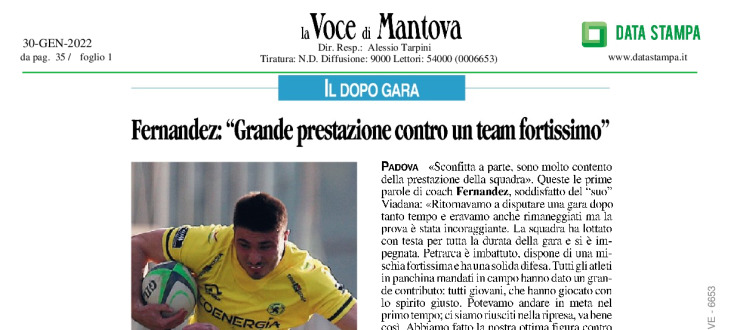 Fernandez: "Grande prestazione contro un team fortissimo"