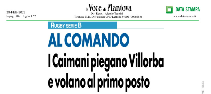 I Caimani piegano Villorba e volano al primo posto