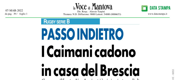 Passo indietro. I Caimani cadono in casa del Brescia