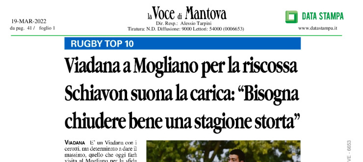 Viadana a Mogliano per la riscossa. Schiavon suona la carica: "Bisogna chiudere bene una stagione storta"