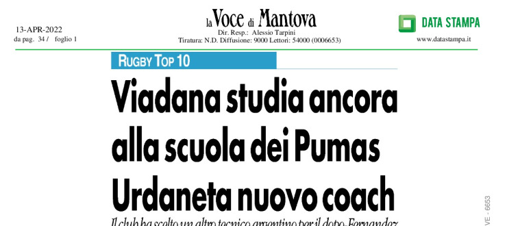 Viadana studia ancora alla scuola dei Pumas. Urdaneta nuovo coach