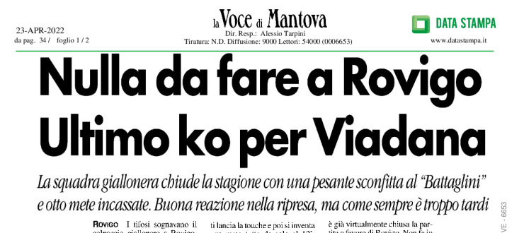 Nulla da fare a Rovigo. Ultimo ko per Viadana