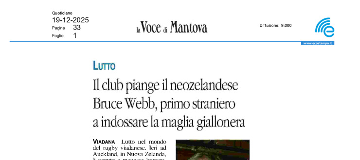 Il club piange il neozelandese Webb, primo straniero a indossare la maglia giallonera