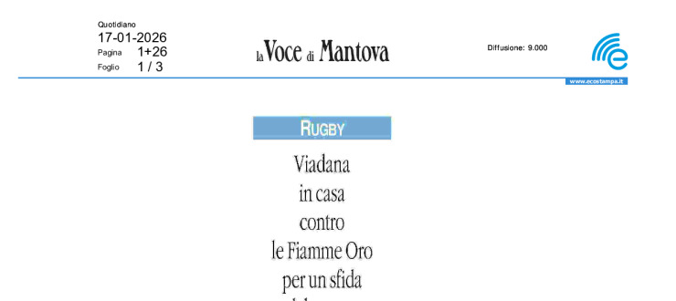 Il Viadana affronta le Fiamme Oro allo Zaffanella nello scontro playoff