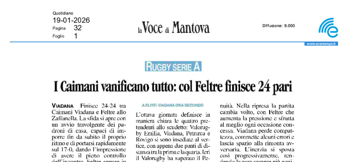 I Caimani vanificano tutto: col Feltre finisce 24 pari