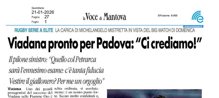 Viadana pronto per Padova: "Ci crediamo!"