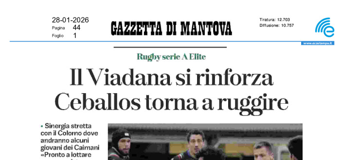 Il Viadana si rinforza. Ceballos torna a ruggire