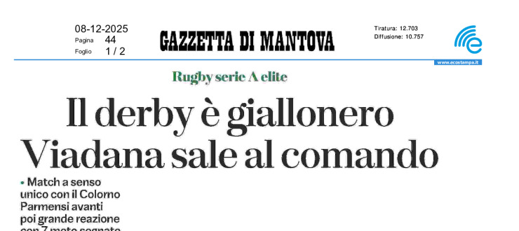 Il derby è giallonero. Viadana sale al comando