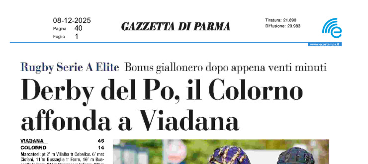 Derby del Po, Colorno affonda a Viadana