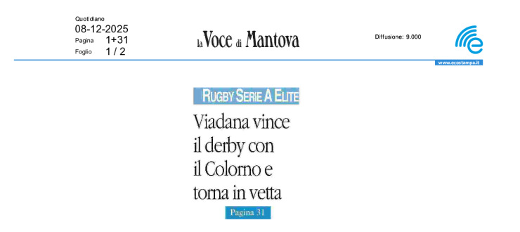 Viadana stende il Colorno e vola in vetta