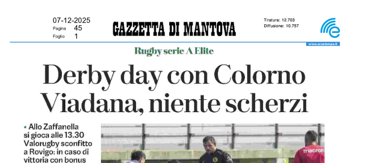 Derby day con Colorno. Viadana, niente scherzi