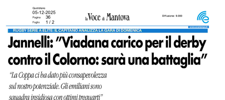 Jannelli: "Viadana carico per il derby contro il Colorno, sarà una battaglia"